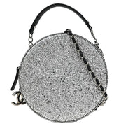 Chanel Metallic Silver Patent Leather Round Chain Shoulder Bag 125168
