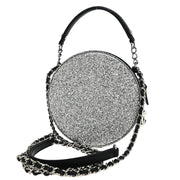 Chanel Metallic Silver Patent Leather Round Chain Shoulder Bag 125168