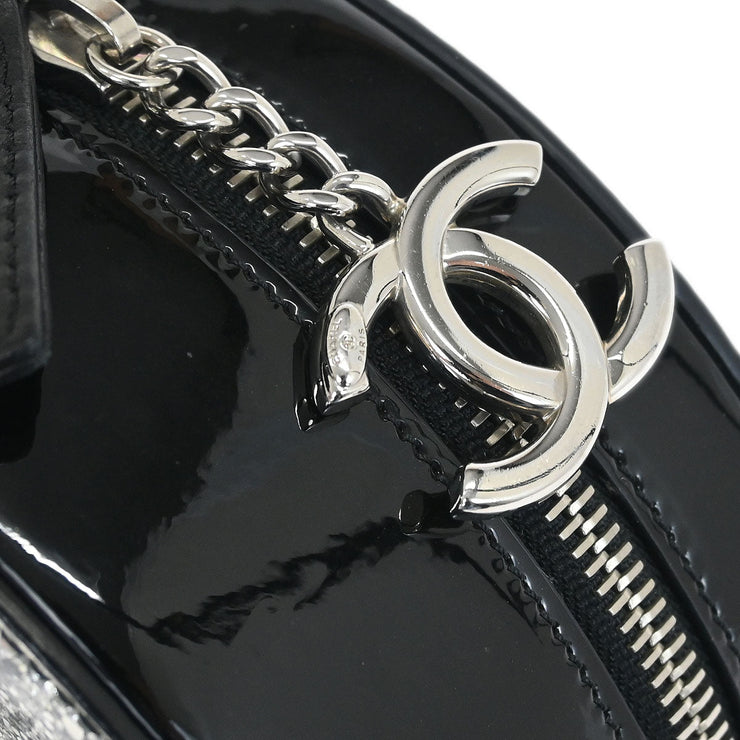 Chanel Metallic Silver Patent Leather Round Chain Shoulder Bag 125168