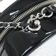 Chanel Metallic Silver Patent Leather Round Chain Shoulder Bag 125168