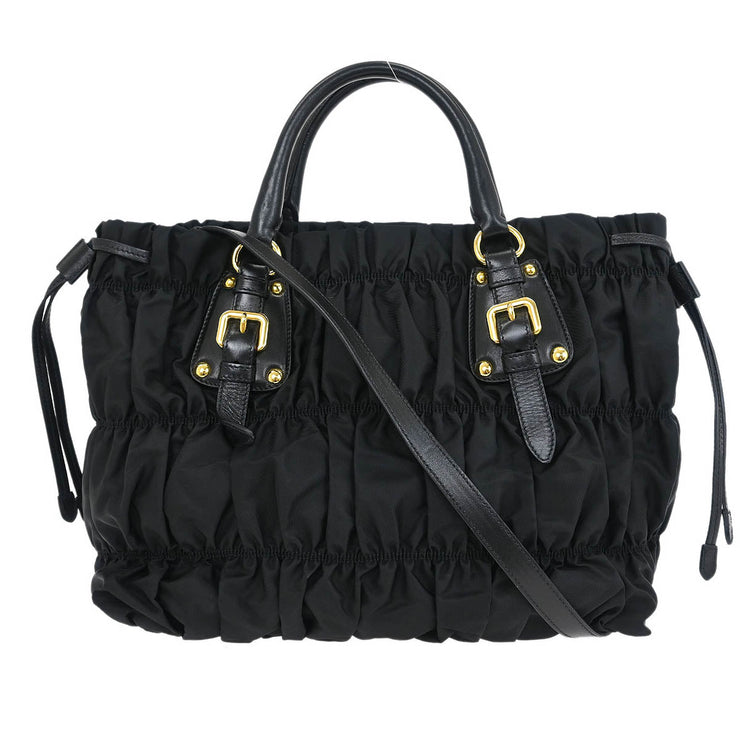 Prada Black Nylon 2way Tote Handbag 14 125174