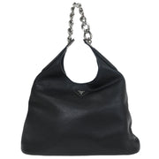Prada Black Leather Hobo Handbag 31/I 125188