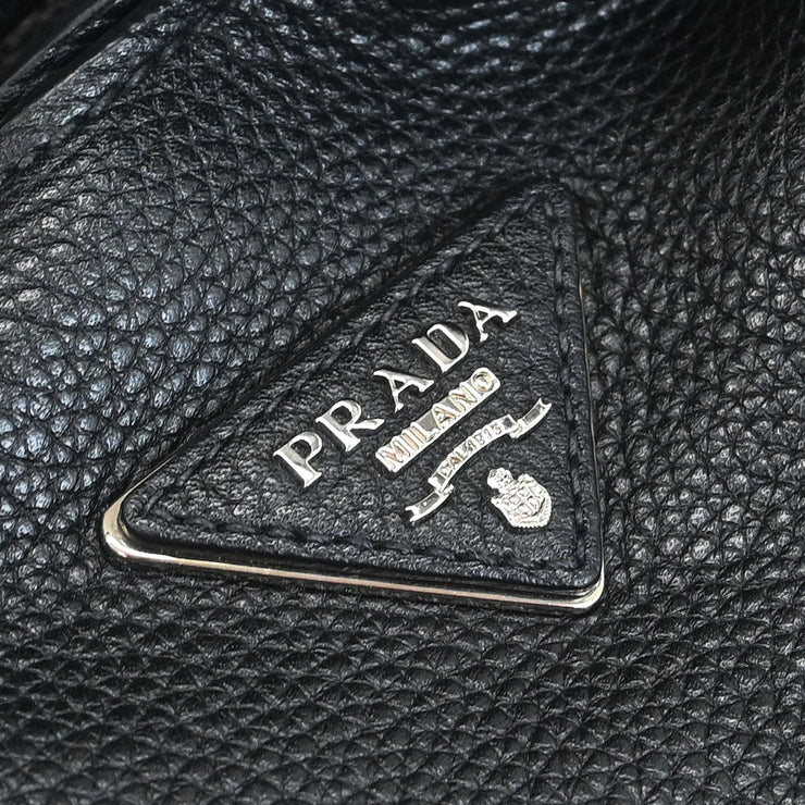 Prada Black Leather Hobo Handbag 31/I 125188