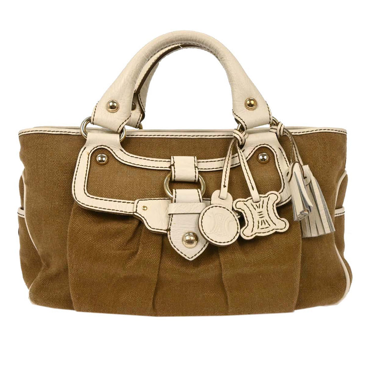 Celine * Brown Canvas Handbag SC-SA-1016 125190