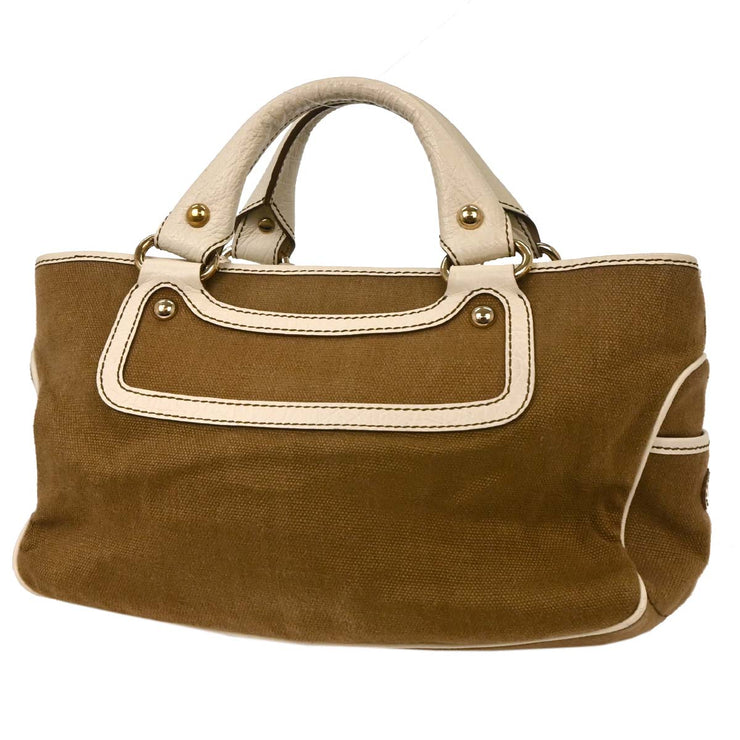 Celine * Brown Canvas Handbag SC-SA-1016 125190
