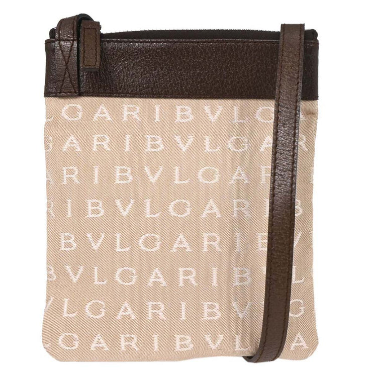 Bvlgari Beige Canvas Logomania Shoulder Bag ABEBEG 125193