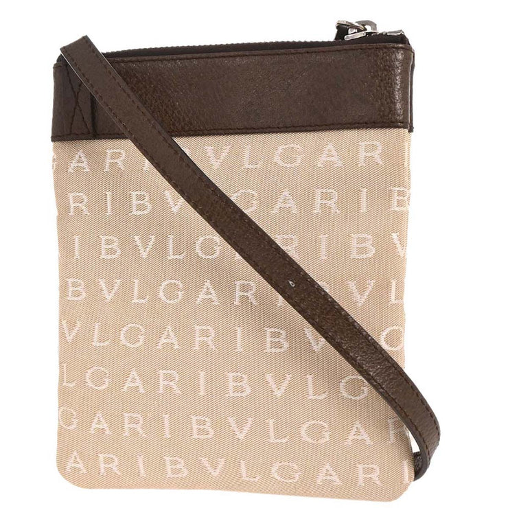 Bvlgari Beige Canvas Logomania Shoulder Bag ABEBEG 125193
