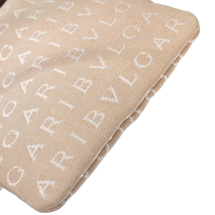 Bvlgari Beige Canvas Logomania Shoulder Bag ABEBEG 125193