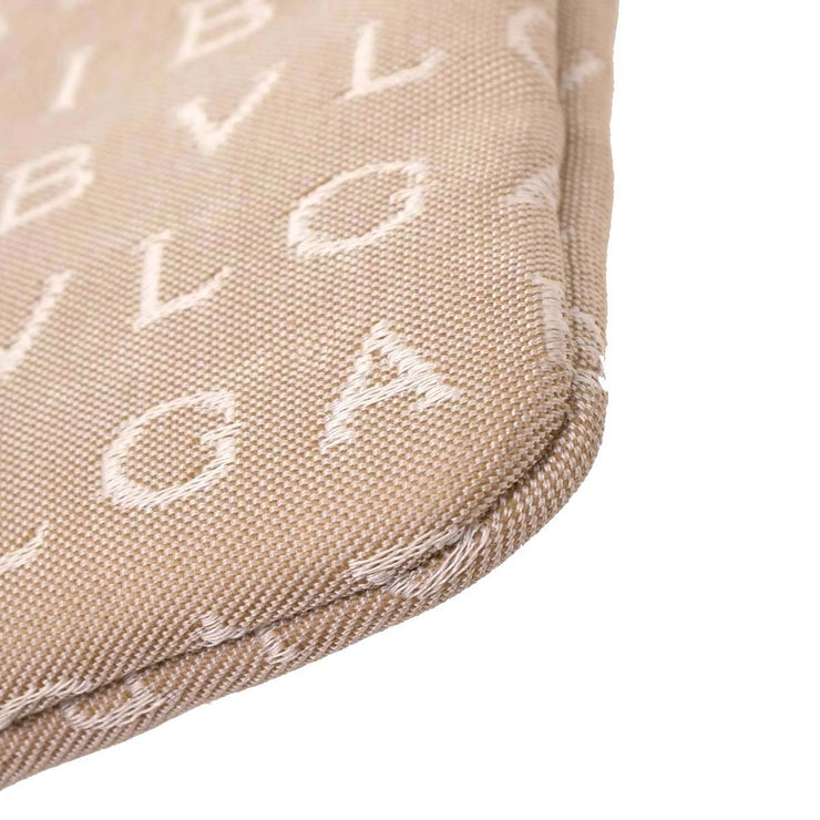 Bvlgari Beige Canvas Logomania Shoulder Bag ABEBEG 125193