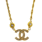 Chanel CC Chain Pendant Necklace Rhinestone Gold 125204