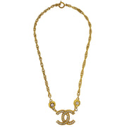 Chanel CC Chain Pendant Necklace Rhinestone Gold 125204