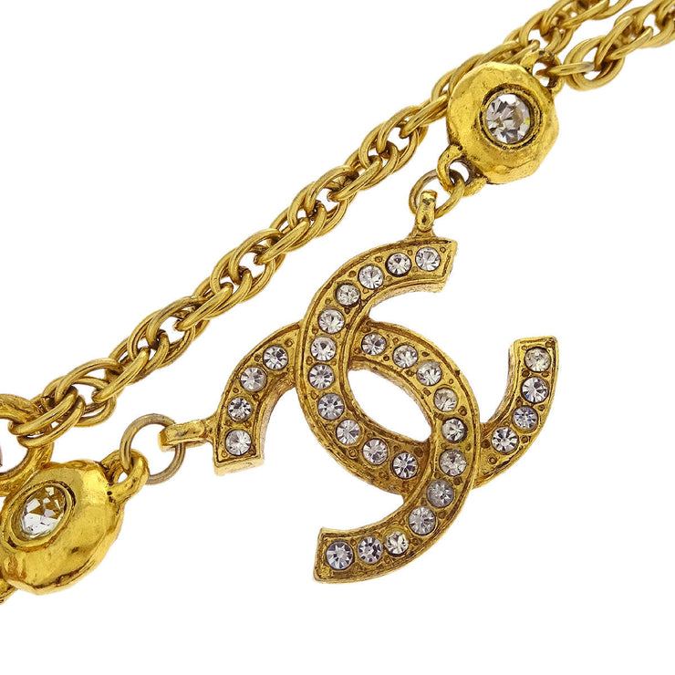 Chanel CC Chain Pendant Necklace Rhinestone Gold 125204