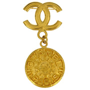 Chanel Brooch Pin Gold CC Medallion Dangle 96P 125205