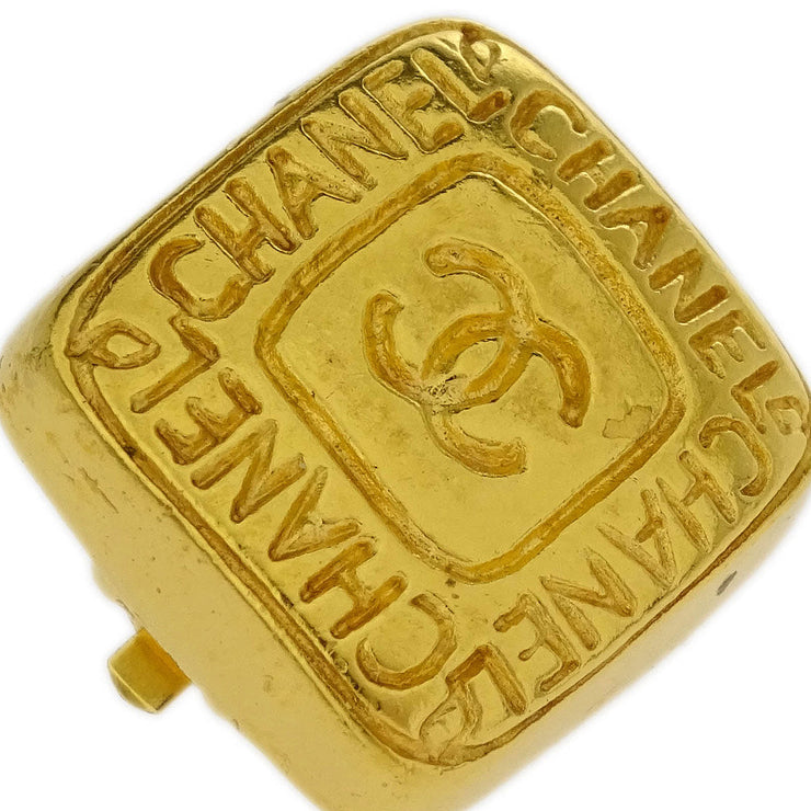 Chanel Square Earrings Clip-On Gold 99A 125210