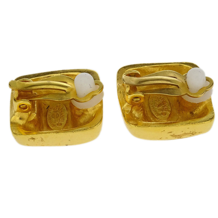 Chanel Square Earrings Clip-On Gold 99A 125210