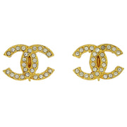 Chanel Gold CC Earrings Clip-On Rhinestone 2084 125211
