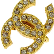 Chanel Gold CC Earrings Clip-On Rhinestone 2084 125211