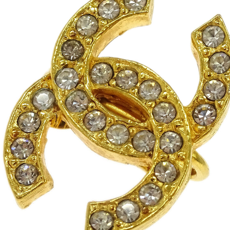Chanel Gold CC Earrings Clip-On Rhinestone 2084 125211