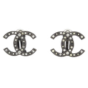 Chanel CC Earrings Clip-On Silver Rhinestone 13K 125212
