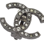 Chanel CC Earrings Clip-On Silver Rhinestone 13K 125212