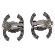 Chanel CC Earrings Clip-On Silver Rhinestone 13K 125212