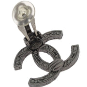 Chanel CC Earrings Clip-On Silver Rhinestone 13K 125212