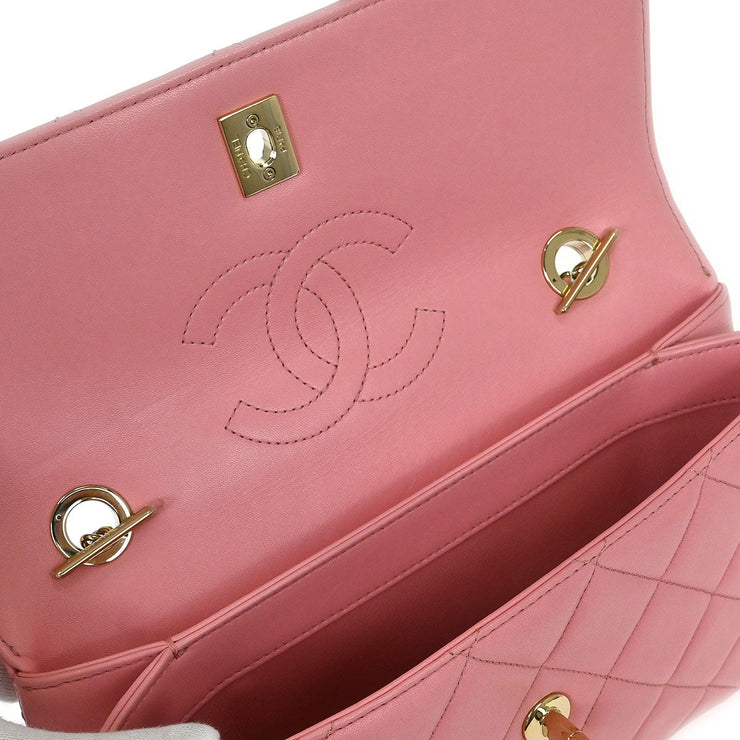 Chanel Pink Lambskin Shoulder Bag 125222