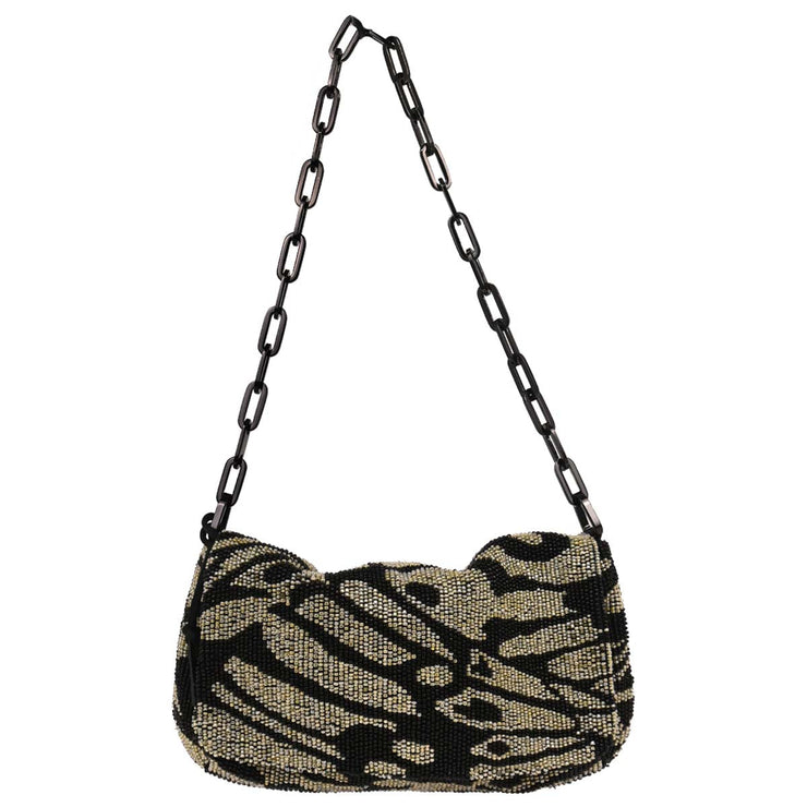 Gucci Black Gray Beaded Handbag 001.3929 000926 125238