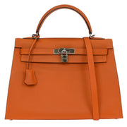 Hermes Orange Swift Kelly 32 Sellier 2way Handbag X21 Square:H 125241