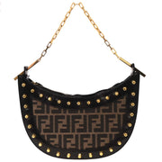 Fendi Black Brown Studded Zucca Handbag 8316605001 125249