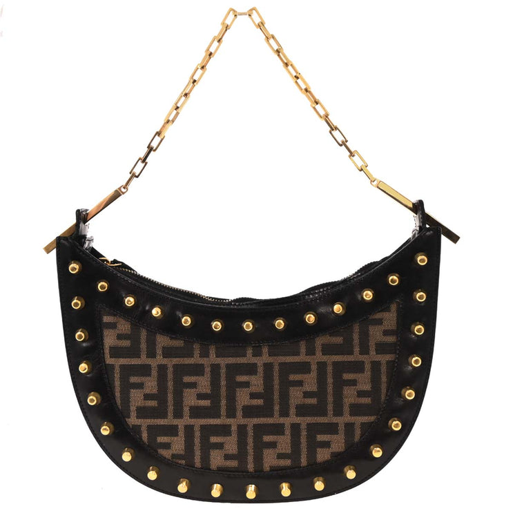 Fendi Black Brown Studded Zucca Handbag 8316605001 125249