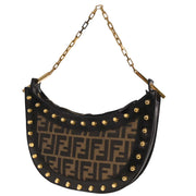 Fendi Black Brown Studded Zucca Handbag 8316605001 125249