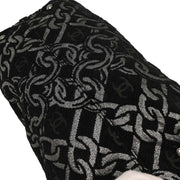 Chanel Black Silver Cotton Jacquard Chain Handbag 125255