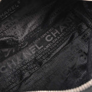 Chanel Black Silver Cotton Jacquard Chain Handbag 125255