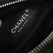 Chanel Black Silver Cotton Jacquard Chain Handbag 125255