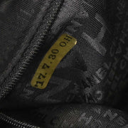 Chanel Black Silver Cotton Jacquard Chain Handbag 125255