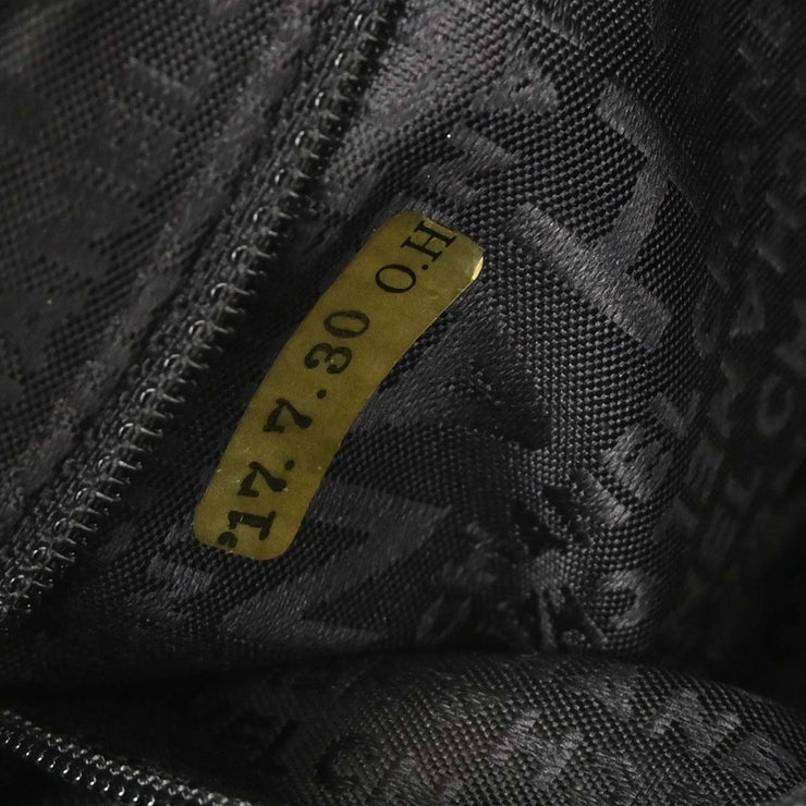 Chanel Black Silver Cotton Jacquard Chain Handbag 125255