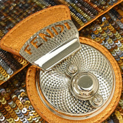 Fendi Metallic Orange Leather Sequins Compilation Handbag 125257