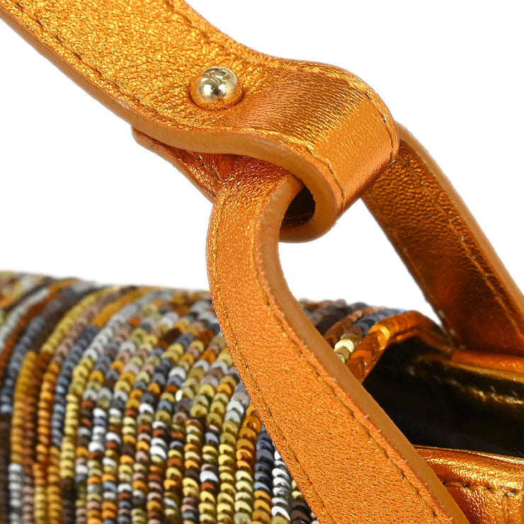 Fendi Metallic Orange Leather Sequins Compilation Handbag 125257