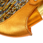 Fendi Metallic Orange Leather Sequins Compilation Handbag 125257