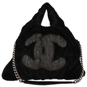 Chanel Black Artificial Fur Hobo 2way Handbag 125258