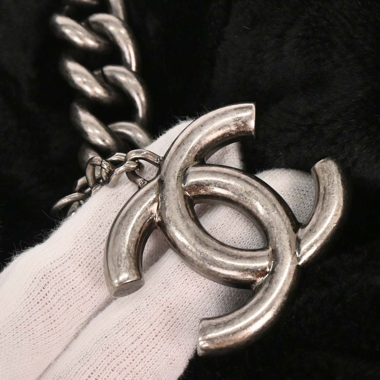 Chanel Black Artificial Fur Hobo 2way Handbag 125258