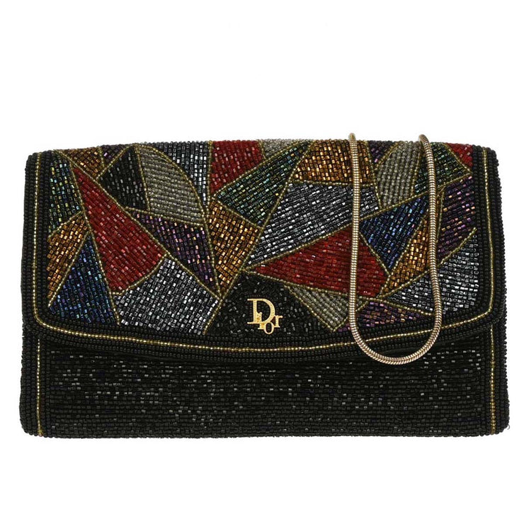 Christian Dior Black Beads Shoulder Bag 125265