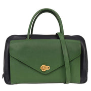 Hermes Green Blue Indigo Courchevel Lorraine Handbag Z Square:J 125271