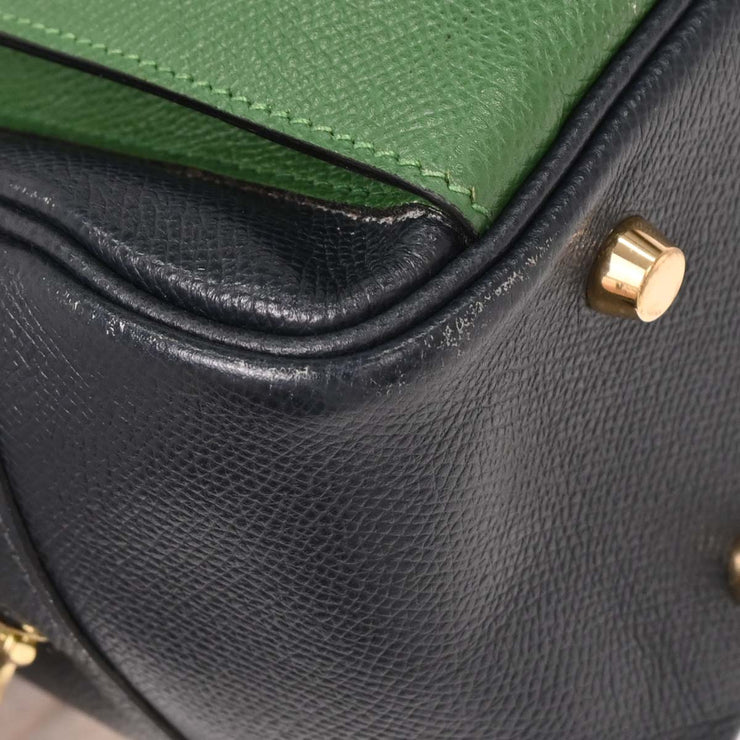 Hermes Green Blue Indigo Courchevel Lorraine Handbag Z Square:J 125271