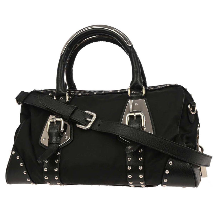 Prada Black Nylon 2way Handbag 180 125272