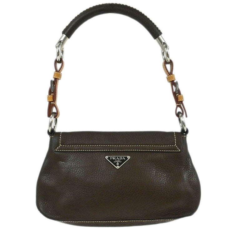 Prada Brown Leather Handbag BR1827 7M 125291