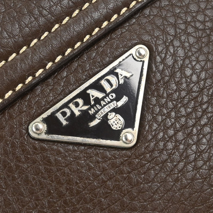 Prada Brown Leather Handbag BR1827 7M 125291