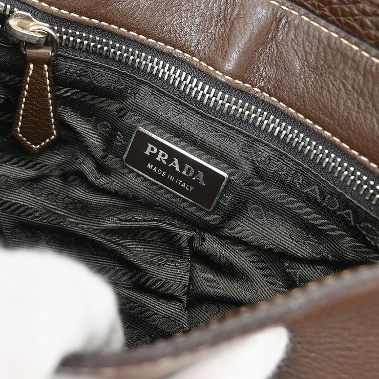 Prada Brown Leather Handbag BR1827 7M 125291