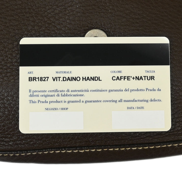 Prada Brown Leather Handbag BR1827 7M 125291